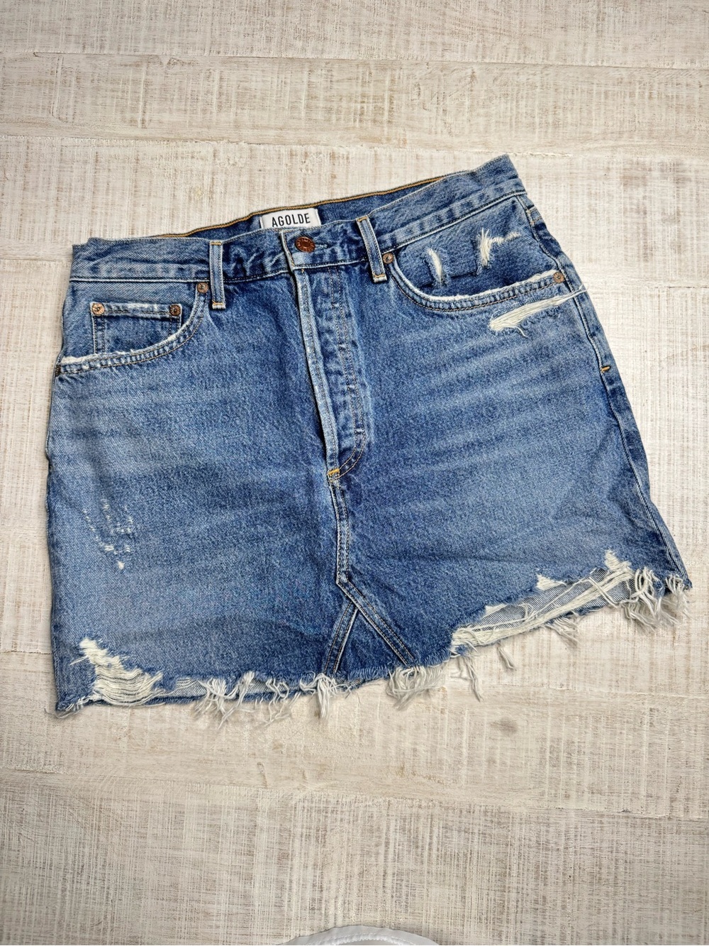 🌿AGOLDE Quinn High Rise Denim Mini Skirt Ransom Wash Size 29